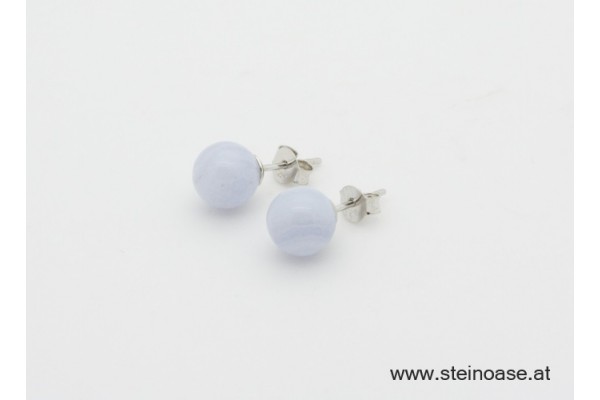 Ohrstecker Chalcedon blau 8mm Silber